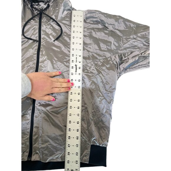 ZYIA Windbreaker Jacket Womens XXL Gray Silver Hoodie Lightweight Workout Pocket - Picture 11 of 16